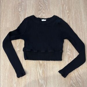 Cotton On Black Ruffled Crop Sweatshirt